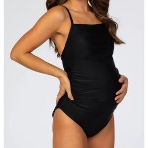 Black Maternity Swimsuit pink lily